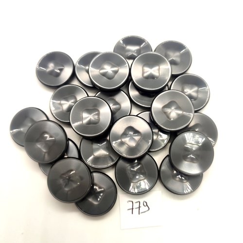 24 boutons en résine gris foncé - 18mm - 779