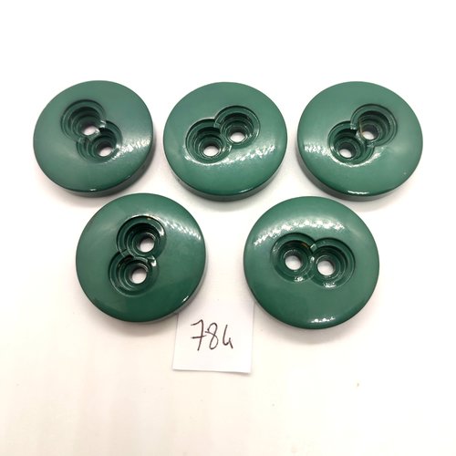 5 boutons en résine vert - 30mm - 784