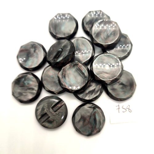 15 boutons en résine gris - 21mm - 758