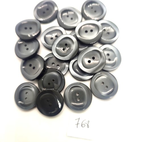 20 boutons en résine gris foncé - 18mm - 768