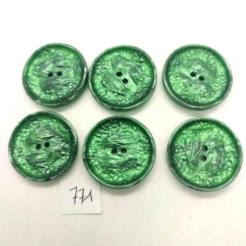 6 boutons en résine vert - 31mm - 771