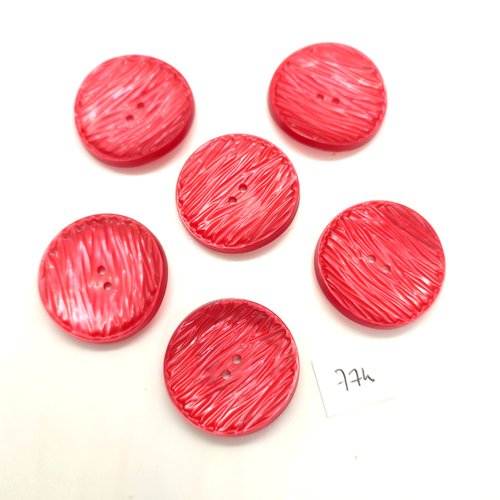 6 boutons en résine rouge - 30mm - 774