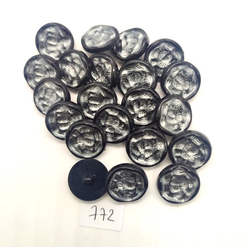 20 boutons en résine gris et noir - 18mm - 772
