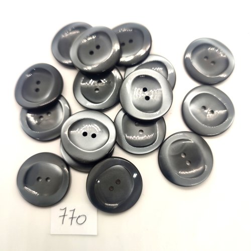 16 boutons en résine gris foncé - 21mm - 770