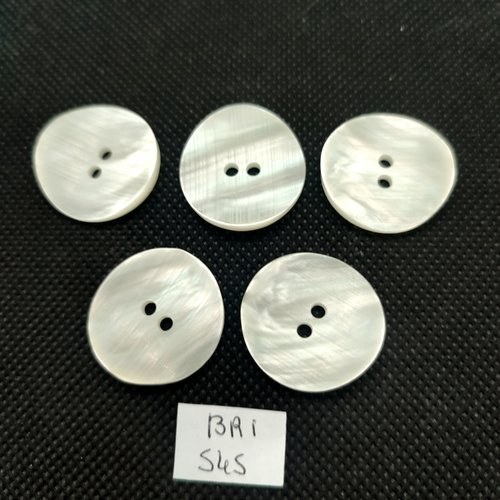 5 boutons en résine blanc cassé - 23mm - bri545