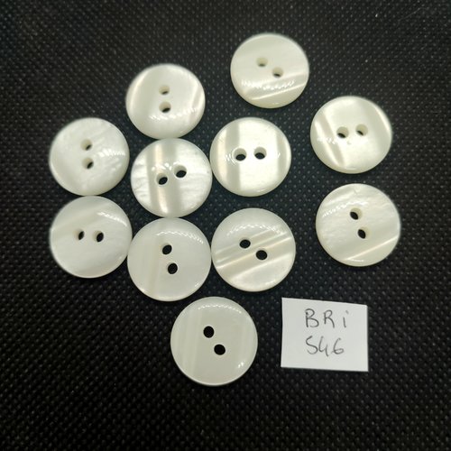 11 boutons en résine blanc cassé - 17mm - bri546