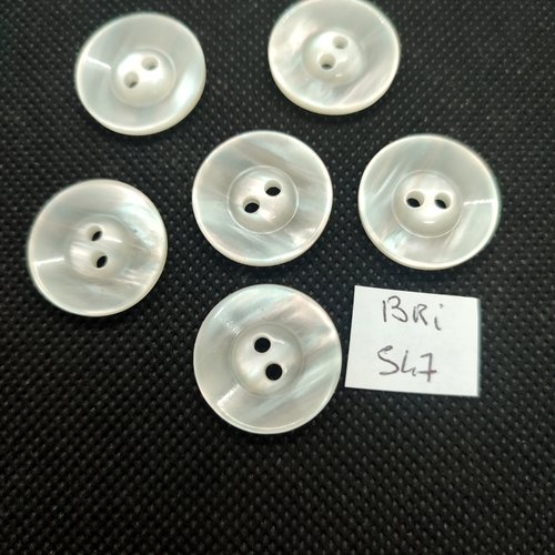 6 boutons en résine blanc cassé - 21mm - bri547