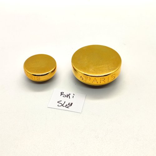 2 boutons en métal doré - 27mm et 18mm - bri549