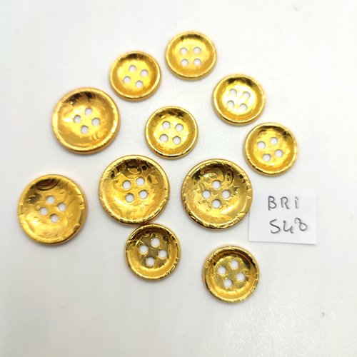 11 boutons en métal doré - 18mm et 14mm - bri548