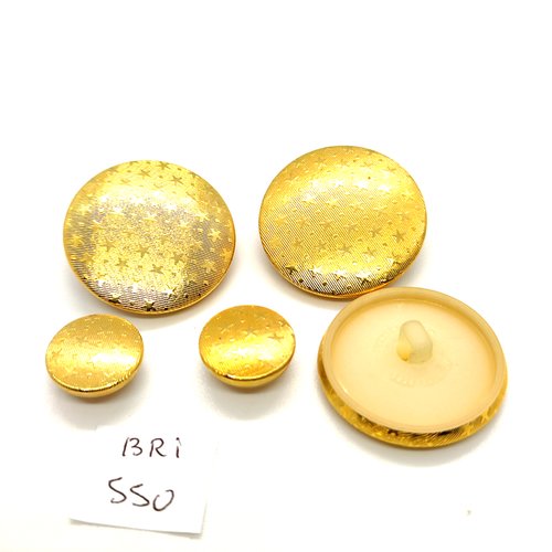 5 boutons en métal doré et nylon - 27mm et 14mm - bri550