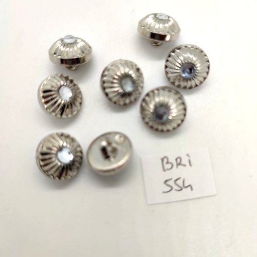 8 boutons en résine argenté - 11/12mm - bri554