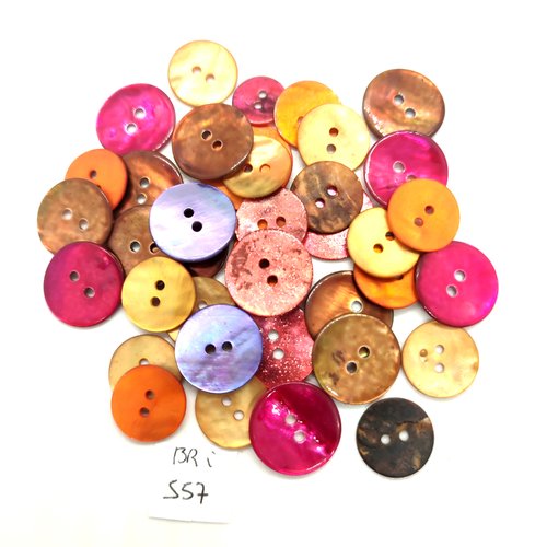 38 boutons en nacre multicolore - entre 15mm et 20mm - bri57