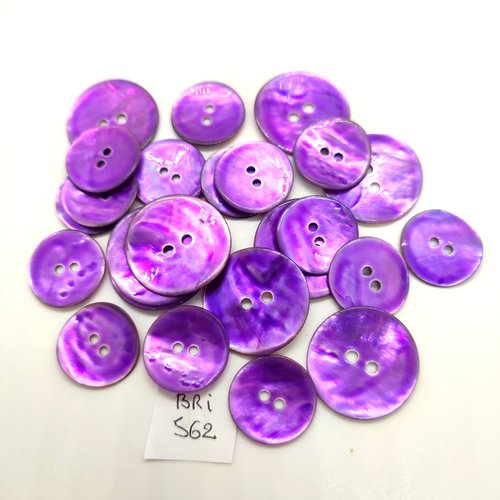 24 boutons en nacre violet - 23mm et 18mm - bri62