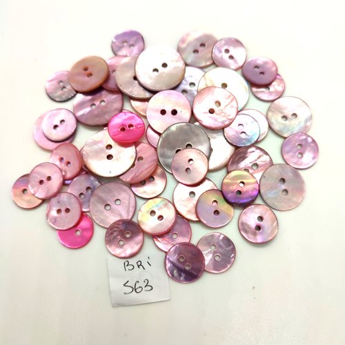 50 boutons en nacre ton rose - entre 18mm et 12mm - bri63