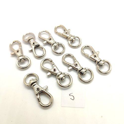 8 attaches en métal argenté - 13x33mm