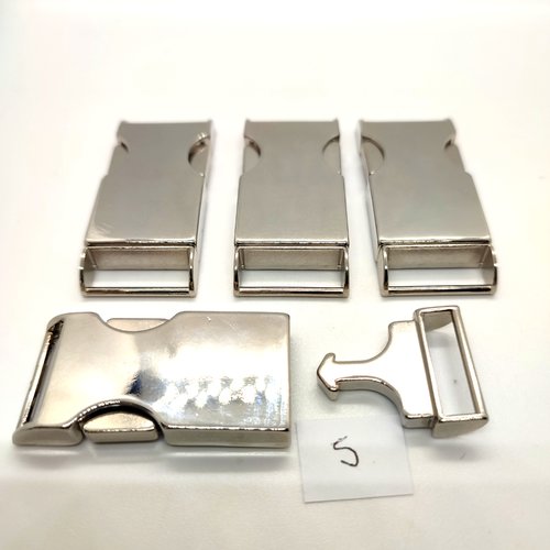 4 boucles de ceinture en métal argenté - 24x56mm