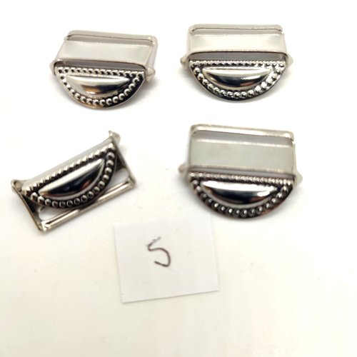 4 boucles de ceinture en métal argenté - ouvert 18x23mm