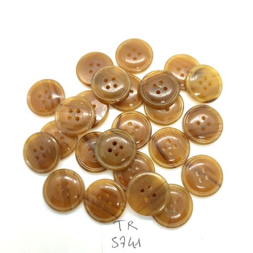 24 boutons en résine beige foncé - 15mm - tr5741