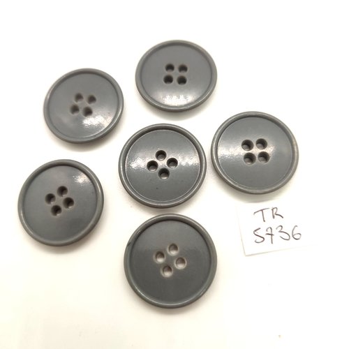6 boutons en résine gris - 22mm - tr5736