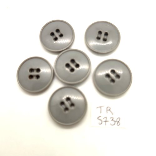 6 boutons en résine gris - 20mm - tr5738