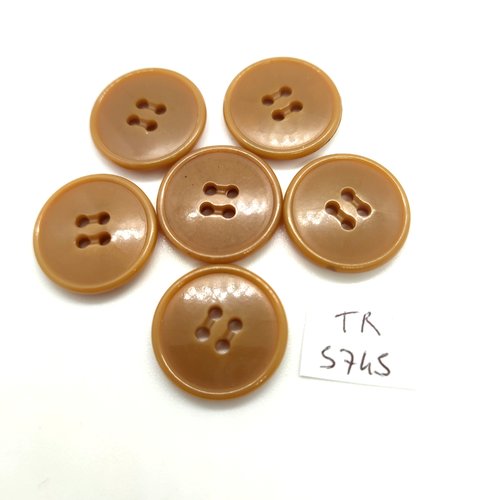 6 boutons en résine marron - 20mm - tr5745