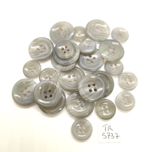 25 boutons en résine gris - 20mm et 15mm - tr5737