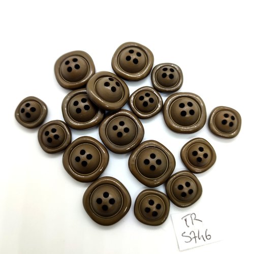 17 boutons en résine vert kaki - 17mm et 13mm - tr5746