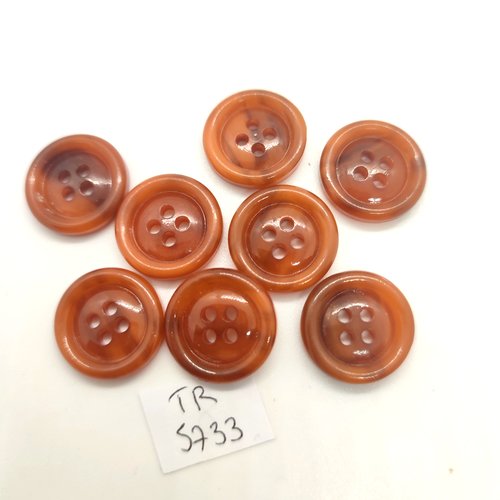 8 boutons en résine marron - 17/18mm - tr5733
