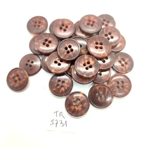 28 boutons en résine marron - 15mm - tr5731