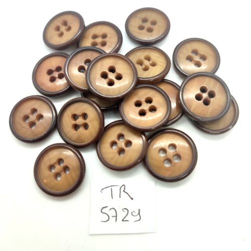 18 boutons en résine marron et beige - 15mm - tr5729