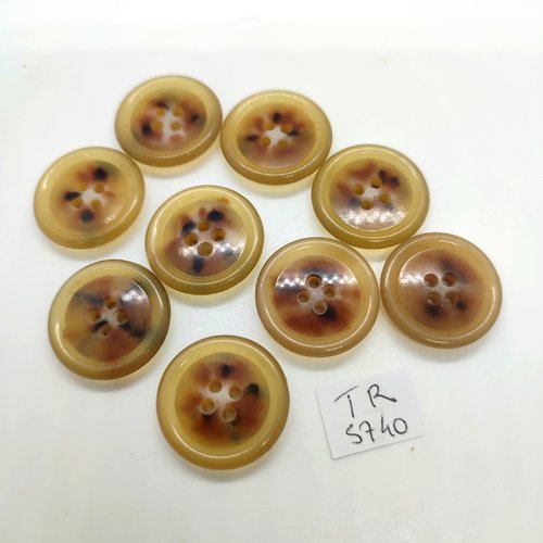 9 boutons en résine marron et beige - 23mm - tr5740