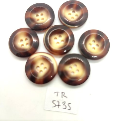 7 boutons en résine beige et marron - 18mm - tr5735