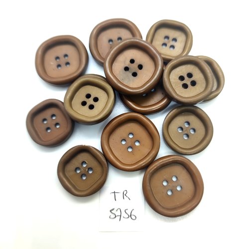 14 boutons en résine marron / taupe - 21mm et 18mm - tr5756