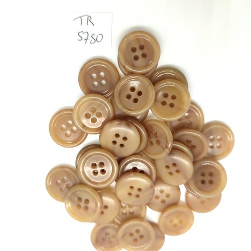 36 boutons en résine beige foncé - 15mm - tr5750