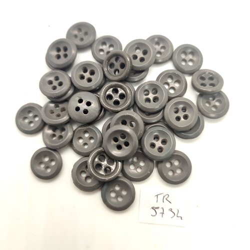 40 boutons en résine gris - 12mm - tr5734