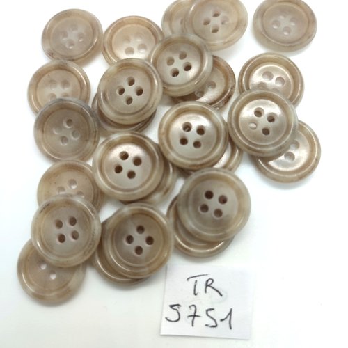 25 boutons en résine gris clair - 14mm - tr5751
