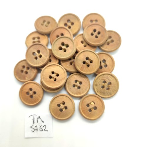 22 boutons en bois marron clair - 15mm - tr5752