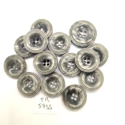 15 boutons en résine gris - 18mm - tr5755