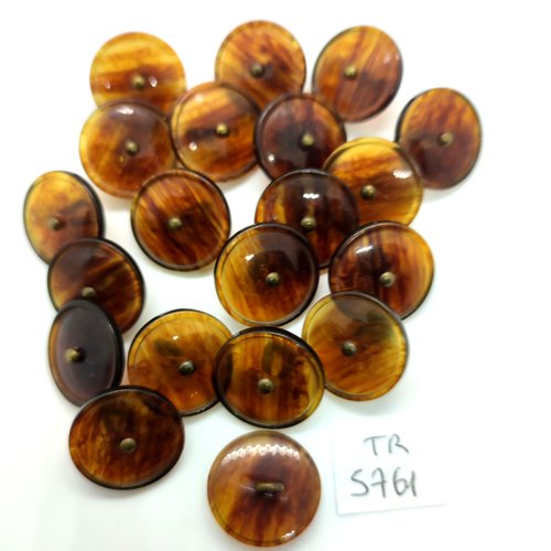 20 boutons en résine marron - 18mm - tr5761