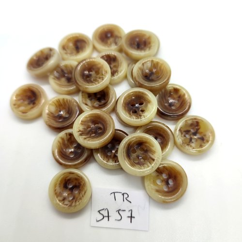 24 boutons en résine beige et marron - 15mm - tr5757