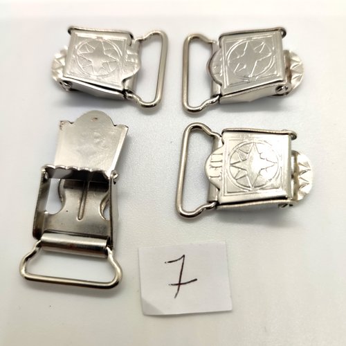 4 attaches en métal argenté - fermé 31x33mm