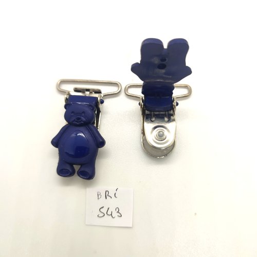2 attaches en résine bleu foncé - un ours - 43mm - bri543