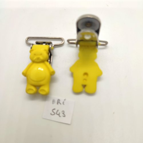 2 attaches en résine jaune - un ours - 43mm - bri543
