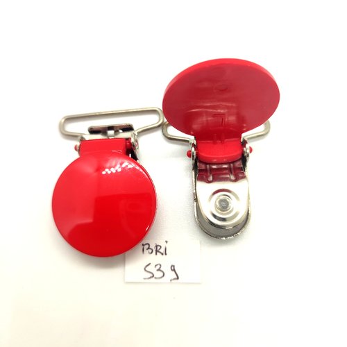 2 attaches en résine rouge clair - fermé 39mm - bri539