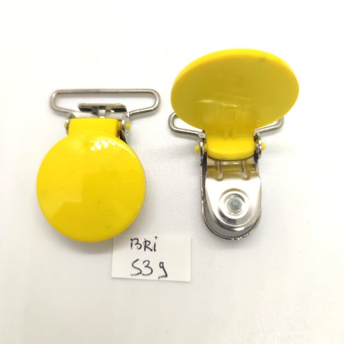 2 attaches en résine jaune - fermé 39mm - bri539