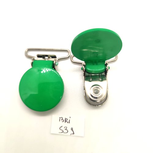 2 attaches en résine vert - fermé 39mm - bri539