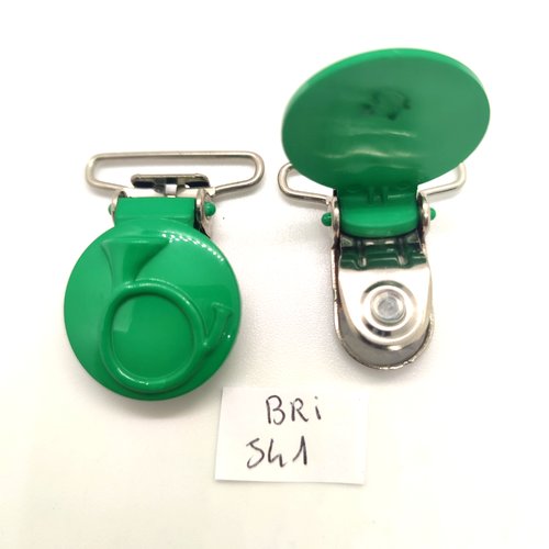 2 attaches en résine vert - instrument de musique - fermé 39mm - bri541