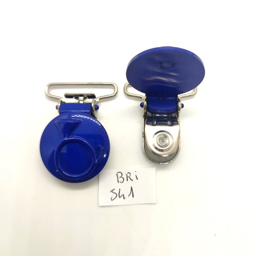 2 attaches en résine bleu foncé - instrument de musique - fermé 39mm - bri541