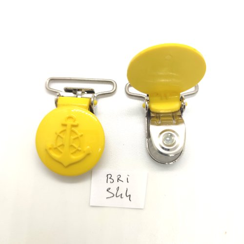 2 attaches en résine jaune - une ancre - fermé 39mm - bri544