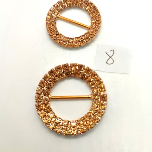 2 boucles de ceinture coulissante en métal doré - 29mm et 33mm